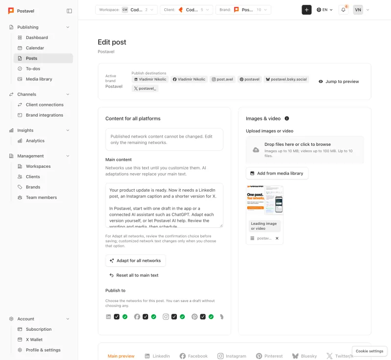 Prepare each network’s version